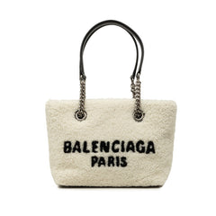 バレンシアガ デューティフリー トートバッグ 759941 ホワイト ブラック ボア レザー レディース BALENCIAGA 中古