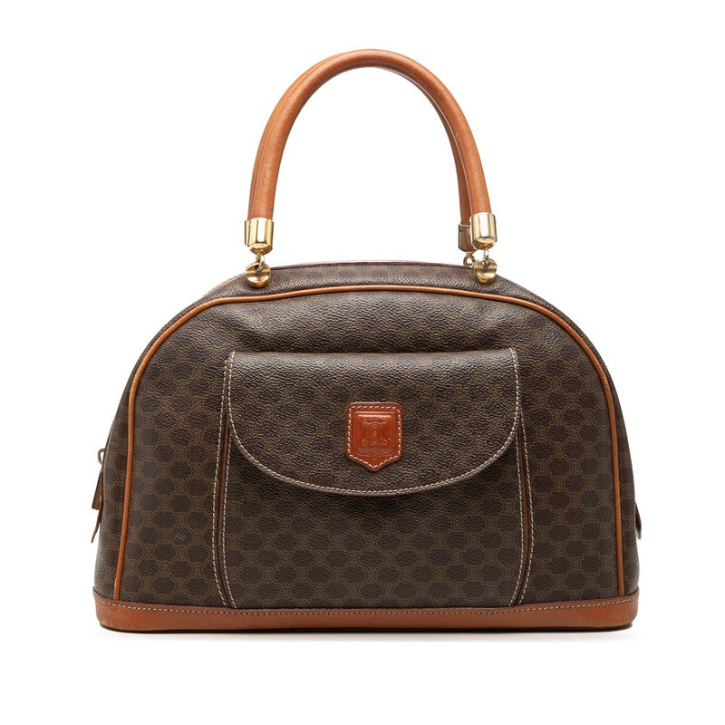セリーヌ マカダム ハンドバッグ ブラウン PVC レザー レディース CELINE 【中古】
