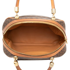 セリーヌ マカダム ハンドバッグ ブラウン PVC レザー レディース CELINE 【中古】