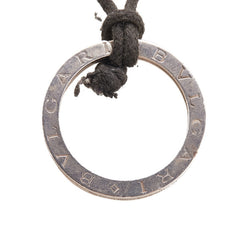 ブルガリ ロゴ チャーム キーリング ネックレス ブラック SV925 シルバー レディース BVLGARI 【中古】