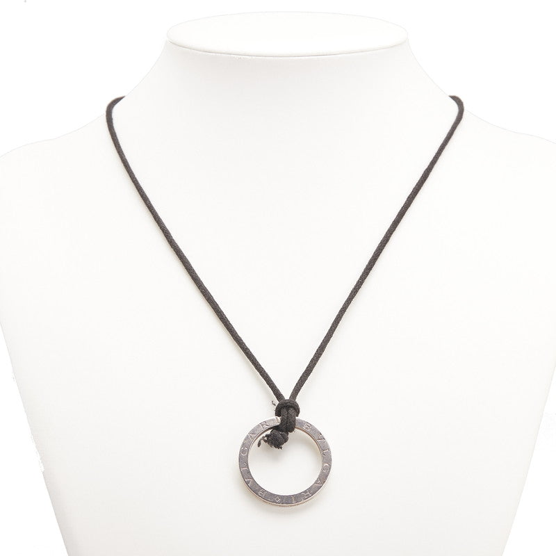 ブルガリ ロゴ チャーム キーリング ネックレス ブラック SV925 シルバー レディース BVLGARI 【中古】