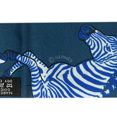 エルメス ツイリー LES ZEBRES ゼブラ スカーフ ネイビー ブルー マルチカラー シルク レディース HERMES 【中古】