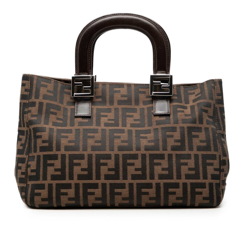 フェンディ ズッカ ハンドバッグ 26329 ブラウン ブラック キャンバス レザー レディース FENDI 【中古】