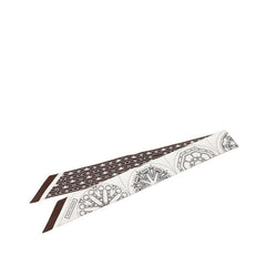 エルメス ツイリー Effet Kaleidoscope カレイドスコープ エフェクト スカーフ ブラウン ホワイト シルク レディース HERMES 【中古】
