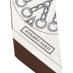 エルメス ツイリー Effet Kaleidoscope カレイドスコープ エフェクト スカーフ ブラウン ホワイト シルク レディース HERMES 【中古】