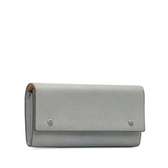 セリーヌ ラージフラップ マルチファンクション 長財布 101673 グレー レザー レディース CELINE 中古