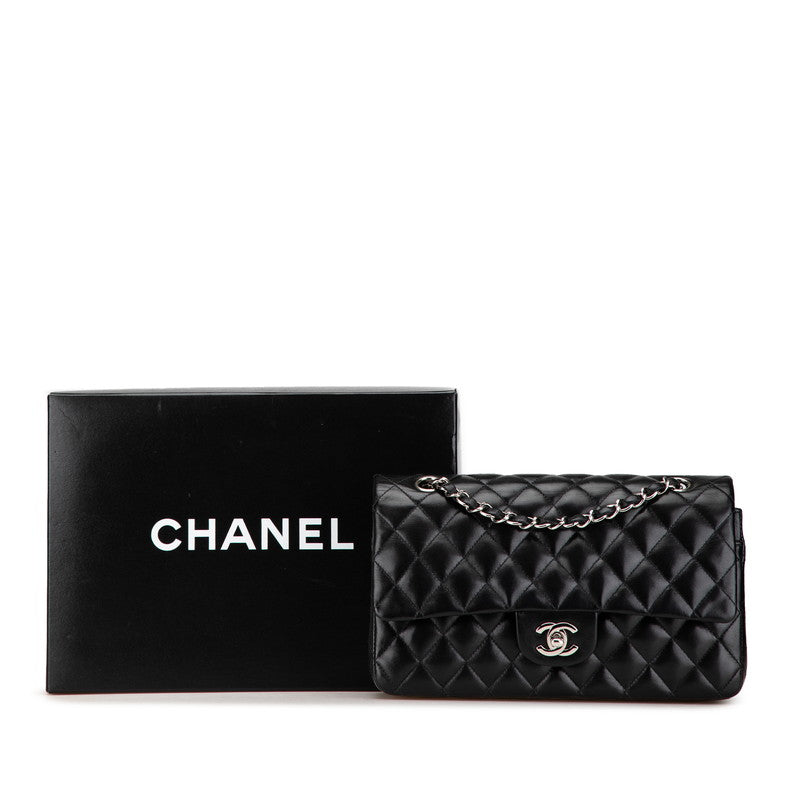 シャネル マトラッセ25 ダブルフラップ ココマーク チェーン ショルダーバッグ ブラック ラムスキン レディース CHANEL 【中古】