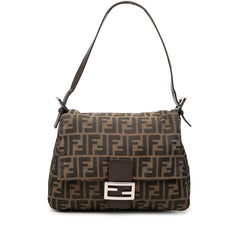 フェンディ ズッカ マンマバケット ハンドバッグ ワンショルダーバッグ ブラウン キャンバス レザー レディース FENDI 中古