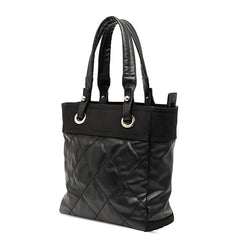 シャネル パリビアリッツトートPM トートバッグ ブラック レザー コーティングキャンバス レディース CHANEL 【中古】
