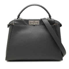 フェンディ セレリア ピーカブー ミディアム ハンドバッグ ショルダーバッグ 2WAY 8NB290 グレー レザー レディース FENDI 中古