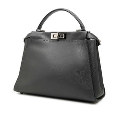フェンディ セレリア ピーカブー ミディアム ハンドバッグ ショルダーバッグ 2WAY 8NB290 グレー レザー レディース FENDI 中古