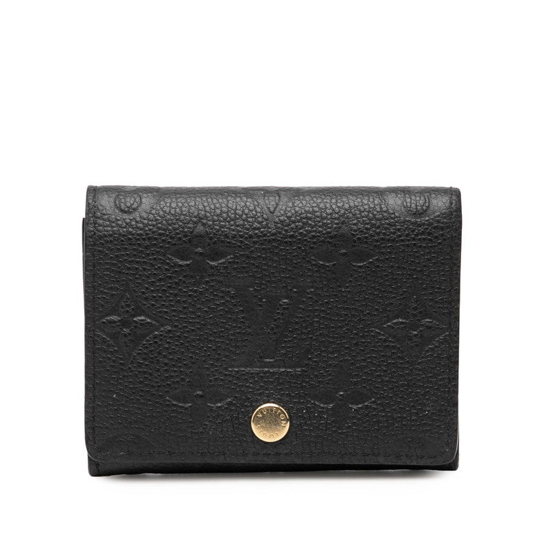 ルイ ヴィトン モノグラム アンプラント アンヴェロップ カルト ドゥ ヴィジット カードケース パスケース M58456 ノワール ブラック レザー レディース LOUIS VUITTON 【中古】