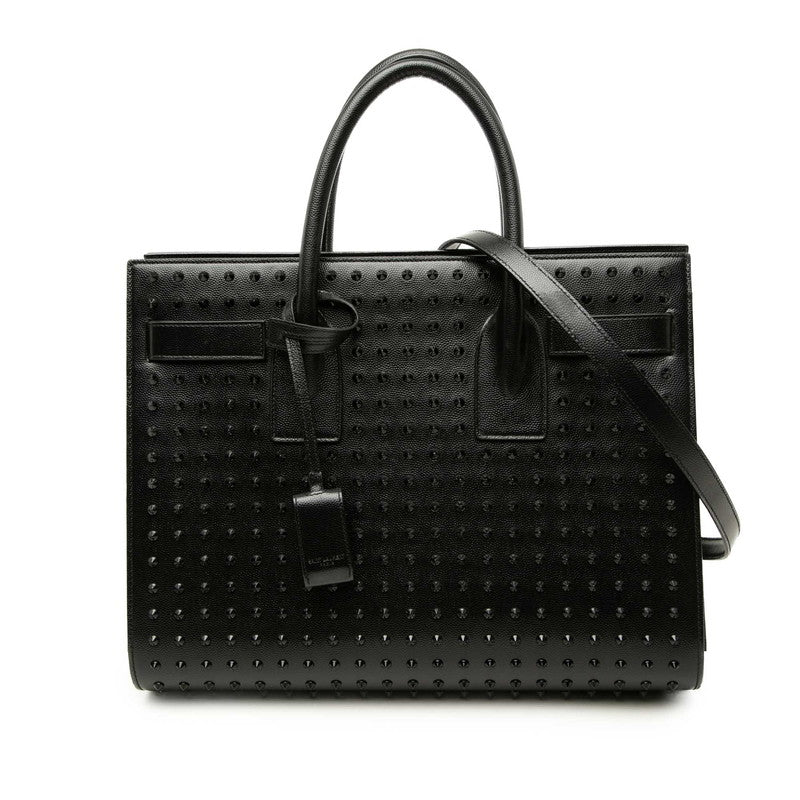サンローラン サックドジュール スタッズ ハンドバッグ ショルダーバッグ 2WAY 355154 ブラック レザー レディース SAINT LAURENT 中古