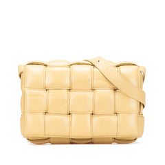 ボッテガヴェネタ マキシイントレチャート パデット カセット ショルダーバッグ イエロー レザー レディース BOTTEGAVENETA 【中古】