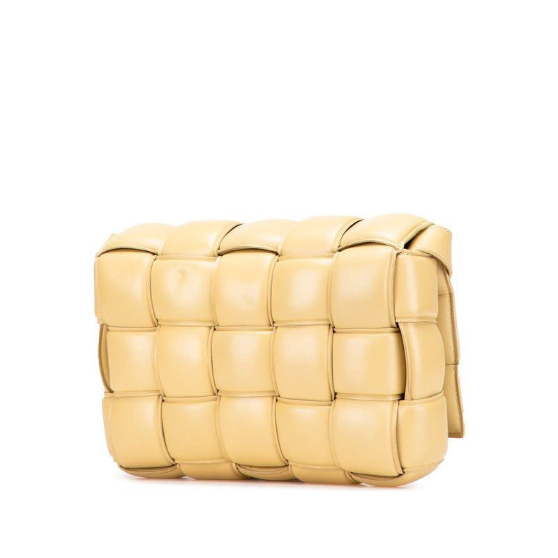 ボッテガヴェネタ マキシイントレチャート パデット カセット ショルダーバッグ イエロー レザー レディース BOTTEGAVENETA 【中古】