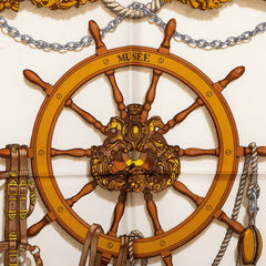 エルメス カレ 90 MUSÉE 海洋博物館 ミュージアム スカーフ 大判スカーフ ホワイト シルク レディース HERMES 中古