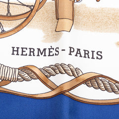 エルメス カレ 90 MUSÉE 海洋博物館 ミュージアム スカーフ 大判スカーフ ホワイト シルク レディース HERMES 中古