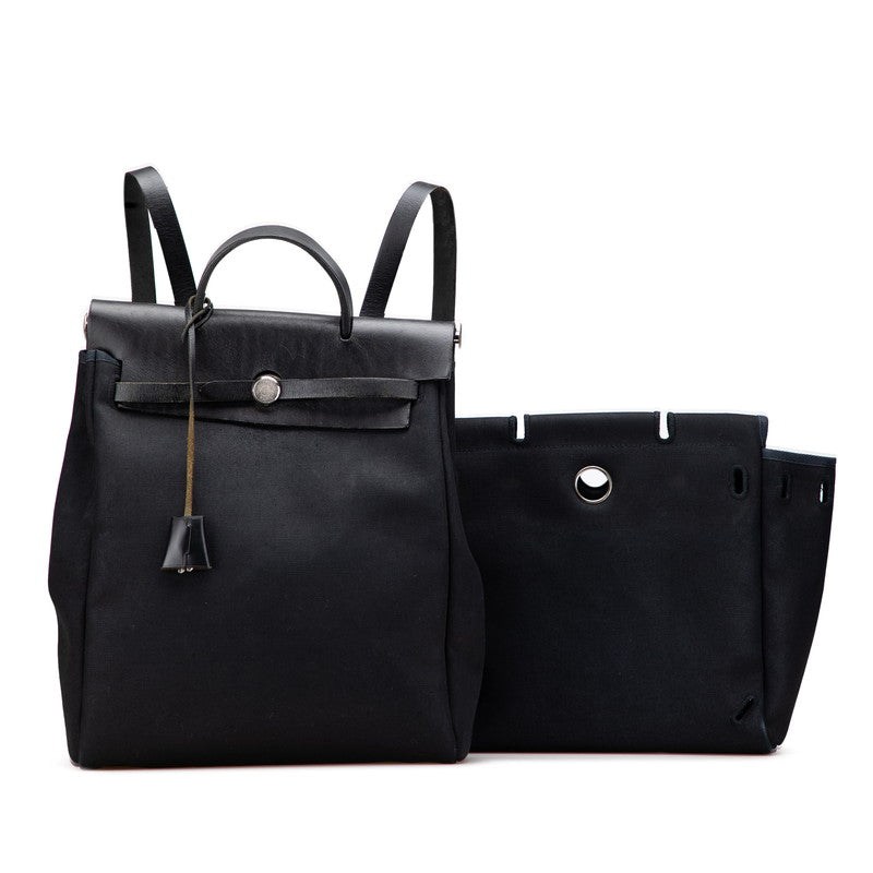 エルメス エールバッグ アドPM リュック バックパック ハンドバッグ 2WAY ブラック トワルオフィシエ レザー レディース HERMES 【中古】