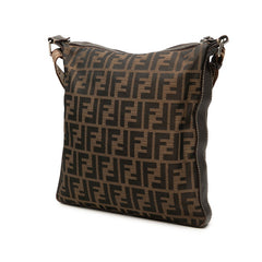 フェンディ ズッカ セレリア 斜め掛け ショルダーバッグ 8BT109 ブラウン キャンバス レザー レディース FENDI 中古