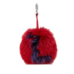 フェンディ ポンポンチャーム チャーム レッド パープル ファー レザー レディース FENDI 【中古】