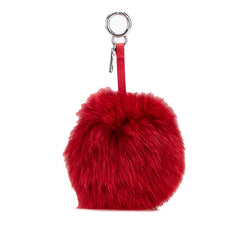 フェンディ ポンポンチャーム チャーム レッド パープル ファー レザー レディース FENDI 【中古】