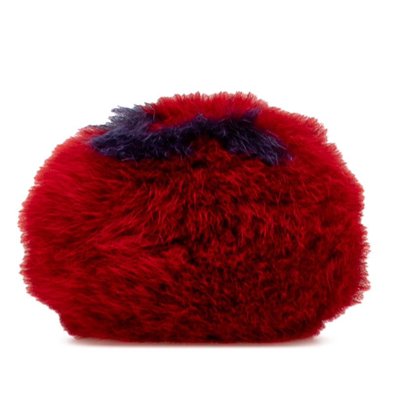 フェンディ ポンポンチャーム チャーム レッド パープル ファー レザー レディース FENDI 【中古】