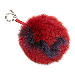 フェンディ ポンポンチャーム チャーム レッド パープル ファー レザー レディース FENDI 【中古】