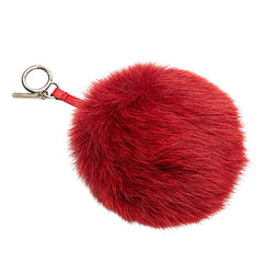 フェンディ ポンポンチャーム チャーム レッド パープル ファー レザー レディース FENDI 【中古】