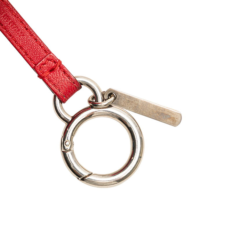 フェンディ ポンポンチャーム チャーム レッド パープル ファー レザー レディース FENDI 【中古】