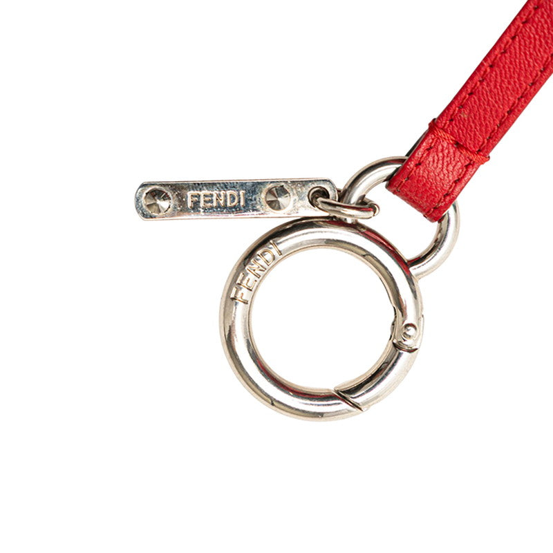 フェンディ ポンポンチャーム チャーム レッド パープル ファー レザー レディース FENDI 【中古】