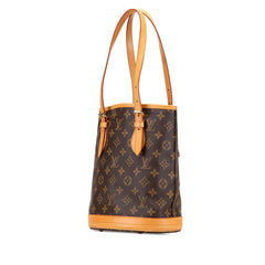 ルイ ヴィトン モノグラム プチ バケットPM ハンドバッグ ワンショルダーバッグ M42238 ブラウン PVC レザー レディース LOUIS VUITTON 【中古】