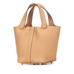 エルメス ピコタンロックPM ハンドバッグ ビスキュイ ベージュ系 シルバー金具 トリヨンクレマンス レディース HERMES 【中古】