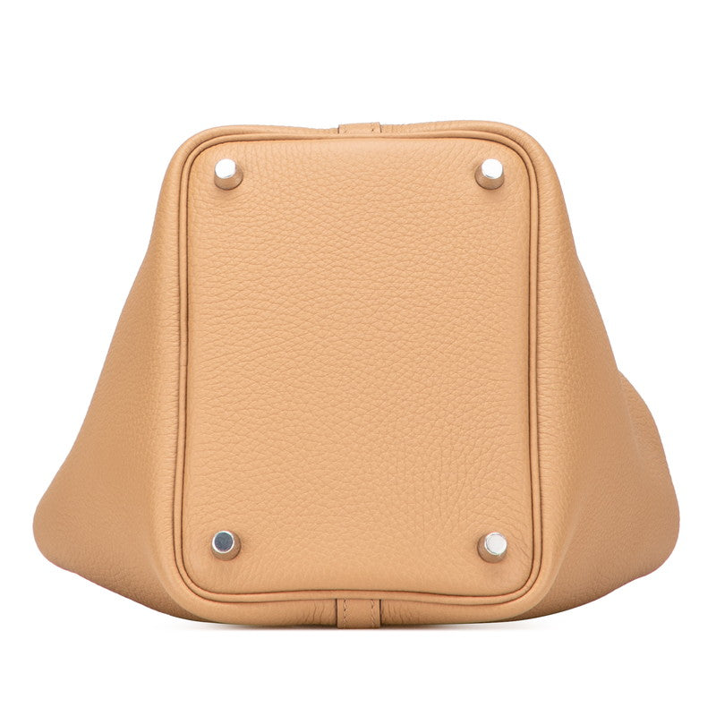 エルメス ピコタンロックPM ハンドバッグ ビスキュイ ベージュ系 シルバー金具 トリヨンクレマンス レディース HERMES 【中古】