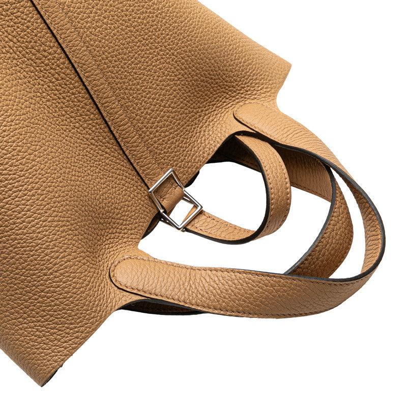 エルメス ピコタンロックPM ハンドバッグ ビスキュイ ベージュ系 シルバー金具 トリヨンクレマンス レディース HERMES 【中古】
