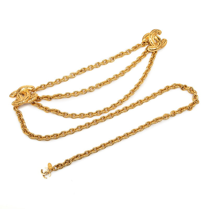 シャネル マトラッセ ココマーク チェーン ベルト ゴールド メッキ レディース CHANEL 【中古】
