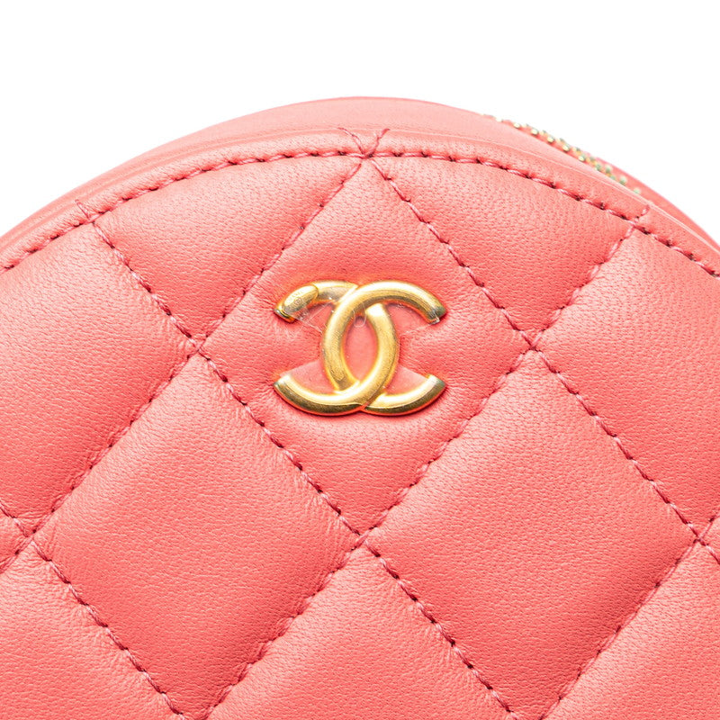 シャネル マトラッセ ココマーク ラウンド チェーン ショルダーバッグ ピンク ラムスキン レディース CHANEL 【中古】