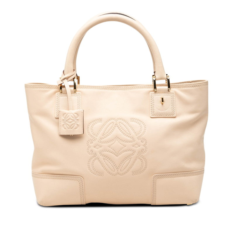 ロエベ アナグラム フスタ トートバッグ ハンドバッグ ベージュ レザー レディース LOEWE 【中古】