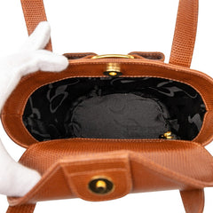 サルヴァトーレフェラガモ ヴァラリボン ハンドバッグ ブラウン レザー レディース Salvatore Ferragamo 【中古】