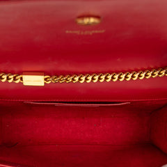 サンローラン YSLロゴ ケイト タッセル チェーン ショルダーバッグ レッド ゴールド レザー レディース SAINT LAURENT 中古