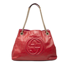 グッチ ソーホー チェーン ショルダーバッグ 308982 レッド パテントレザー レディース GUCCI 中古