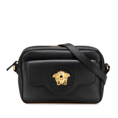 ヴェルサーチェ メドゥーサ 斜め掛け ショルダーバッグ ブラック レザー レディース VERSACE 【中古】