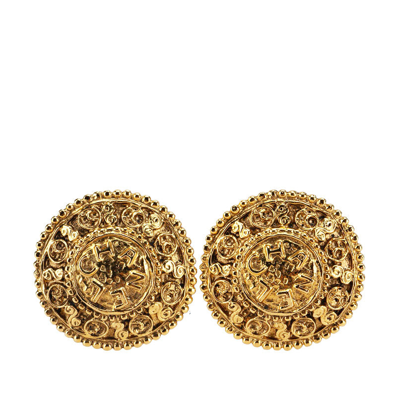 シャネル ココマーク ラウンド イヤリング ゴールド メッキ レディース CHANEL 【中古】