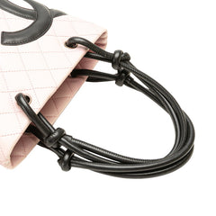 シャネル カンボンライン ココマーク ハンドバッグ トートバッグ ピンク ブラック ラムスキン レディース CHANEL 【中古】