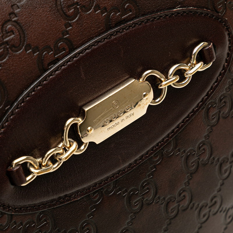 グッチ グッチシマ 斜め掛け ショルダーバッグ 145991 ブラウン レザー レディース GUCCI 【中古】