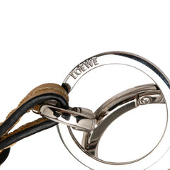 ロエベ アナグラム チャーム バッグチャーム キーホルダー グリーン ベージュ ブラック レザー レディース LOEWE 【中古】