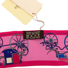エルメス ツイリー Les Voitures Nouvelle 馬車の変遷 スカーフ ピンク マルチカラー シルク レディース HERMES 【中古】