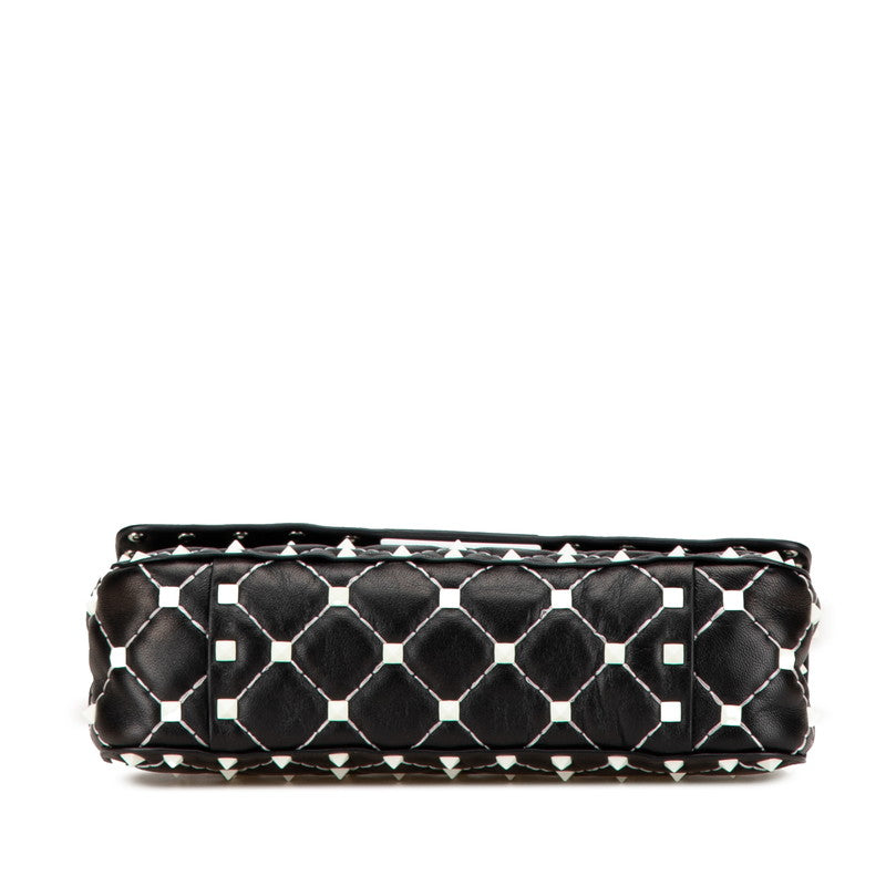 ヴァレンティノ ロックスタッズ スパイク ハンドバッグ ショルダーバッグ 2WAY ブラック ホワイト レザー レディース VALENTINO 【中古】