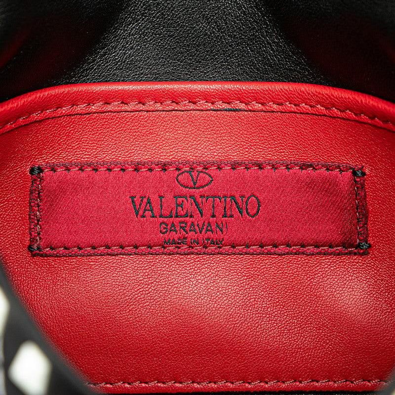 ヴァレンティノ ロックスタッズ スパイク ハンドバッグ ショルダーバッグ 2WAY ブラック ホワイト レザー レディース VALENTINO 【中古】