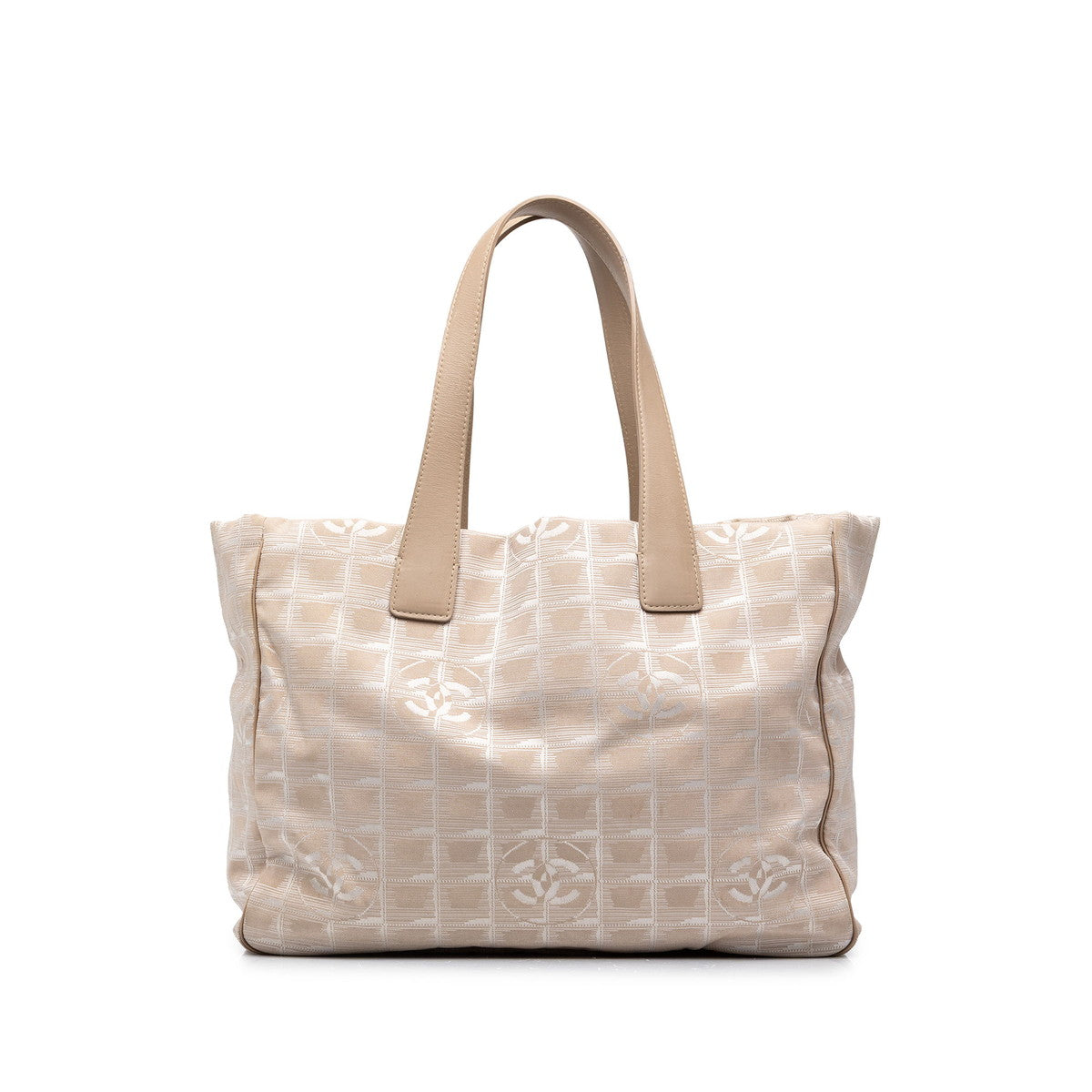 シャネル ココマーク ニュートラベルラインMM トートバッグ ベージュ ナイロン レザー レディース CHANEL 中古