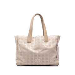シャネル ココマーク ニュートラベルラインMM トートバッグ ベージュ ナイロン レザー レディース CHANEL 中古